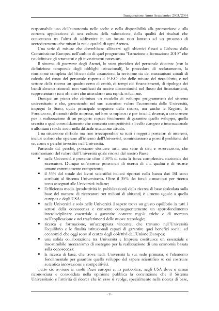 Discorso del Rettore - Università degli Studi di Genova