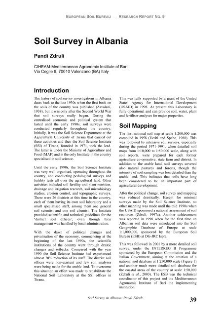 SOIL SURVEY IN ALBANIA - European Soil Portal