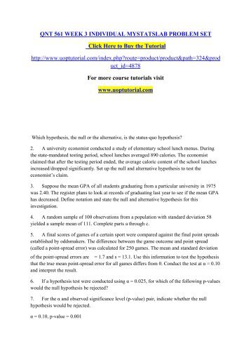 Qnt 561 Week 6 Comprehensive Problem Set Custom Paper