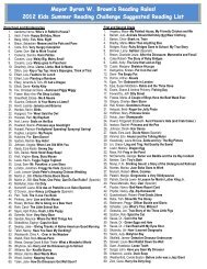 2012 Kids Summer Reading Challenge Suggested Reading List