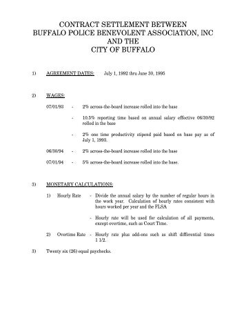 contract settlement between buffalo police ... - City of Buffalo