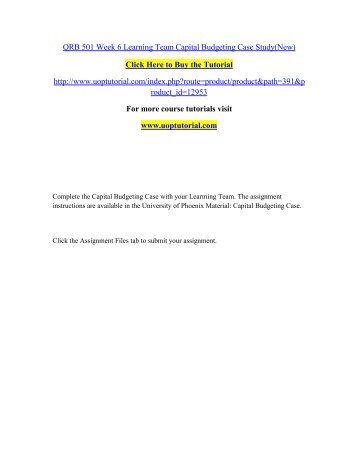A case study on capital budgeting. capital budgeting case study