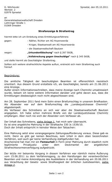 Strafanzeige & Strafantrag BegrÃ¼ndung: Die amtliche ... - UdSSR.su