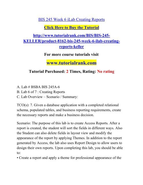 BIS 245 Week 6 iLab Creating Reports.pdf