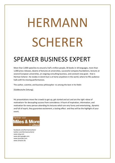 SPEAKER BUSINESS EXPERT - Hermann Scherer