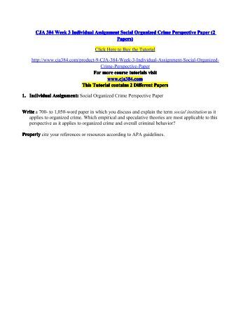social organize crime perspective paper cja 384 social organize crime perspective paper cja 384