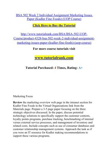 Marketing Research Paper – Kudler Fine Foods
