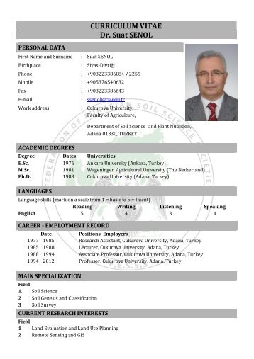 CURRICULUM VITAE Dr. Suat ŞENOL