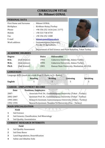 CURRICULUM VITAE Dr. Hikmet GUNAL