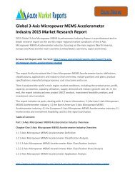 Global 3-Axis Micropower MEMS Accelerometer Industry 2015 Market Outlook Till, : Acute Market Reports