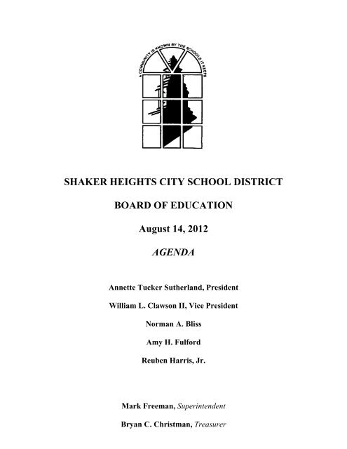 August 14, 2012 Agenda - Shaker Heights City School District