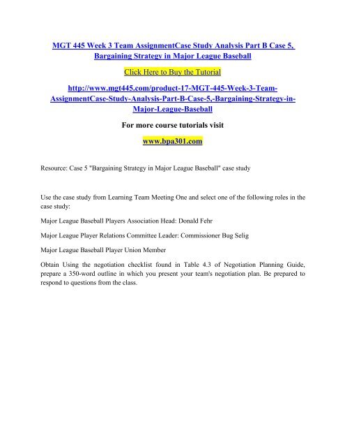 Mgt 445 Week 3 Team Assignmentcase Study Analysis Part B Case 5