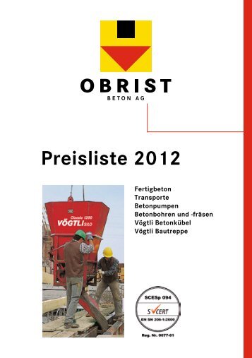 Preisliste 2012