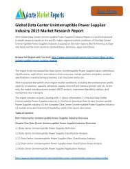 Global Data Center Uninterruptible Power Supplies Industry 2015 Market - Global Industry Share, Size, Trends and Forecasts