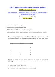 PSY 315 Week 5 Team Assignment Correlation Study Worksheet