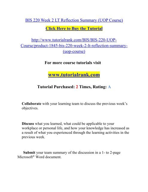 BIS 220 Week 2 LT Reflection Summary.pdf