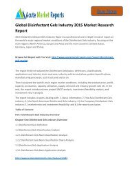 Global Disinfectant Gels Industry 2015 Market Size, Industry Trends, Growth Prospects Till,: Acute Market Reports