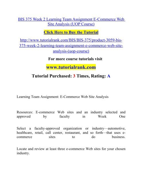 BIS 375 Week 2 Learning Team Assignment E-Commerce Web Site Analysis (UOP Course).pdf