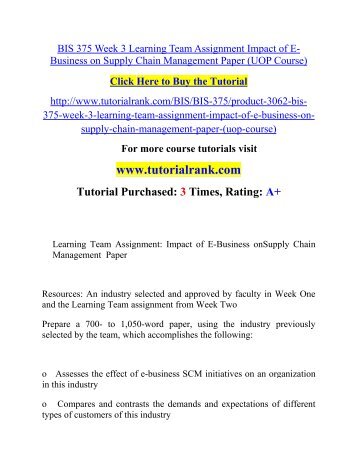 impact of e business on an impact of e business on an