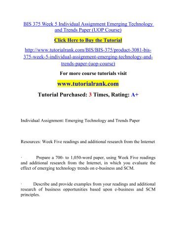 BIS 375 Week 5 Individual Assignment Emerging Technology and Trends Paper (UOP Course).pdf