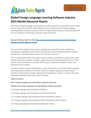 Global Foreign Language Learning Software Industry 2015 Market Size, Trends and Forecasts,: Acute Market Reports