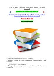 COM 150 Week 9 CheckPoint  Comprehensive Grammar CheckPoint Appendix/Snaptutorial