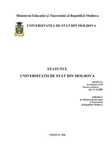 STATUTUL UNIVERSITATII DE STAT DIN MOLDOVA