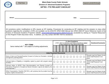 GIFTED - FTE PRE-AUDIT CHECKLIST