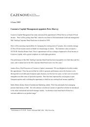 6 June 2005 Cazenove Capital Management appoints Peter Harvey