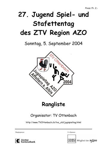 27. Jugend Spiel- und Stafettentag des ZTV Region AZO
