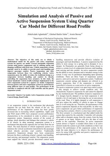 Simulation and Analysis of Passive and Active Suspension System ...