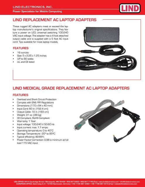 LAptop Power adaPters - Lind Electronics