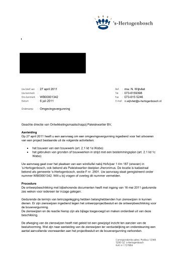 Ontwikkelingsmaatschappij Paleiskwartier BV ... - s-Hertogenbosch