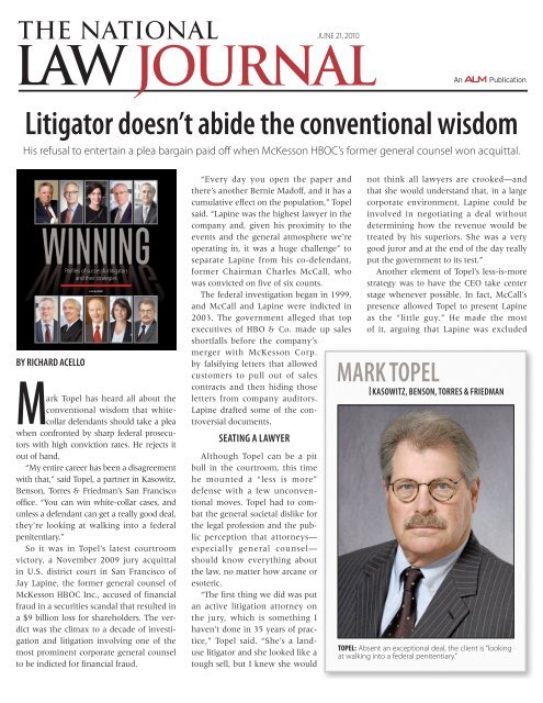 Litigator doesn’t abide the conventional wisdom Mark