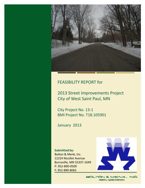 FEASIBILITY REPORT for 2013 Street Improvements ... - West St. Paul