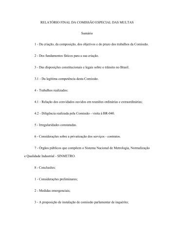 relatÃ³rio final da comissÃ£o especial das multas - AssemblÃ©ia de ...