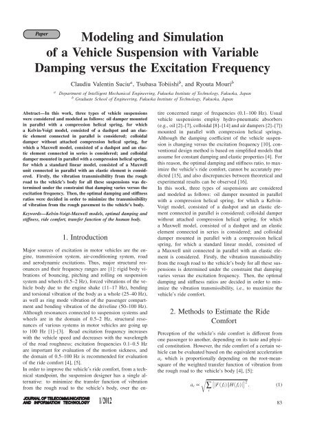 Modeling and Simulation of a Vehicle Suspension with Variable ...