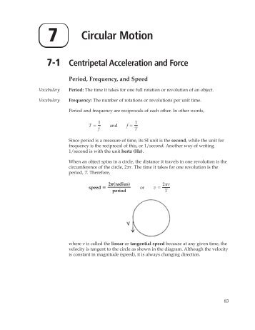 7-1 Centripetal Acceleration and Force