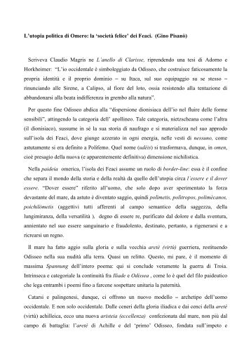 L utopia politica di Omero: la societÃ  felice dei Feaci. (Gino PisanÃ² ...