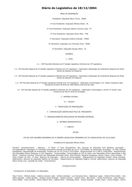 Diário do Legislativo de 18/12/2004