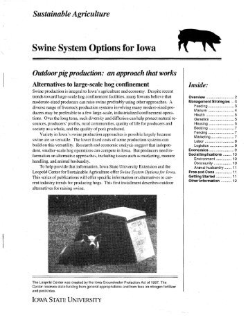 Swine System Options for Iowa: Outdoor Pig Production