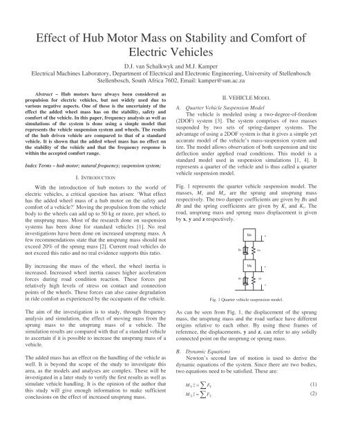 Effect of Hub Motor Mass on Stability and Comfort ... - Protean Electric