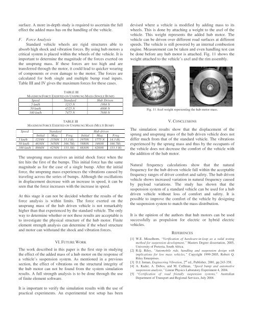 Effect of Hub Motor Mass on Stability and Comfort ... - Protean Electric