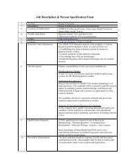 Job Description &amp; Person Specification Form