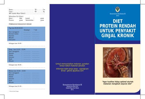 DIET PROTEIN RENDAH UNTUK PENYAKIT GINJAL KRONIK