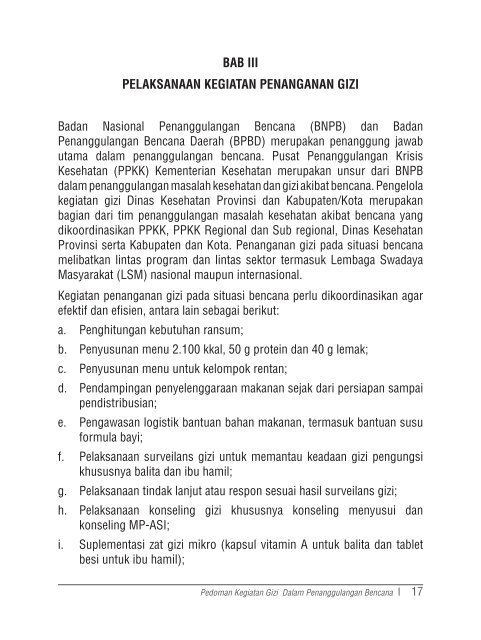 Buku Pedoman Gizi dalam Penanggulangan Bencana