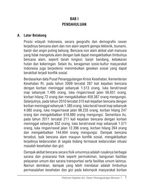 Buku Pedoman Gizi dalam Penanggulangan Bencana