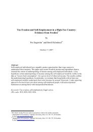 Tax Evasion and Self-Employment in a High-Tax Country: Evidence ...