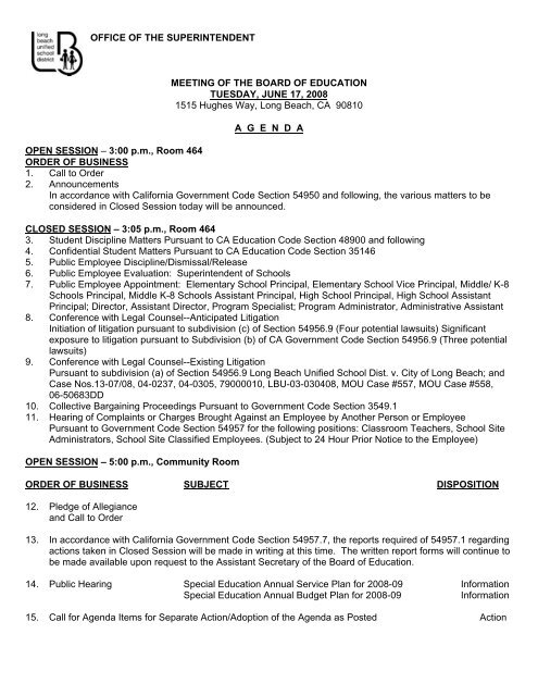 consent item - LBUSD