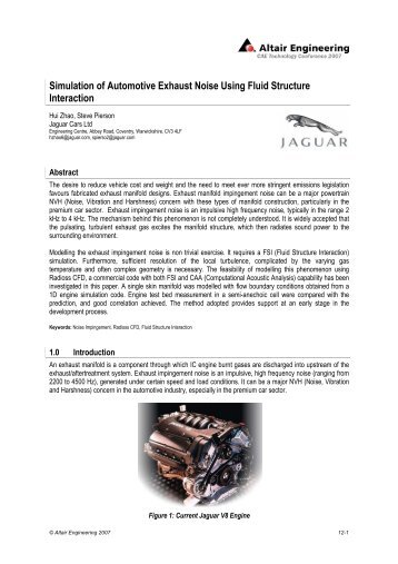 Simulation of Automotive Exhaust Noise Using Fluid ... - HyperWorks